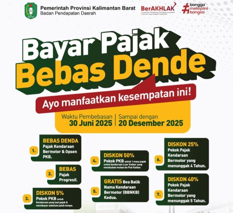 Program Bayar Pajak Bebas Denda Kalbar 2025, Diskon dan Pembebasan Bea Kendaraan