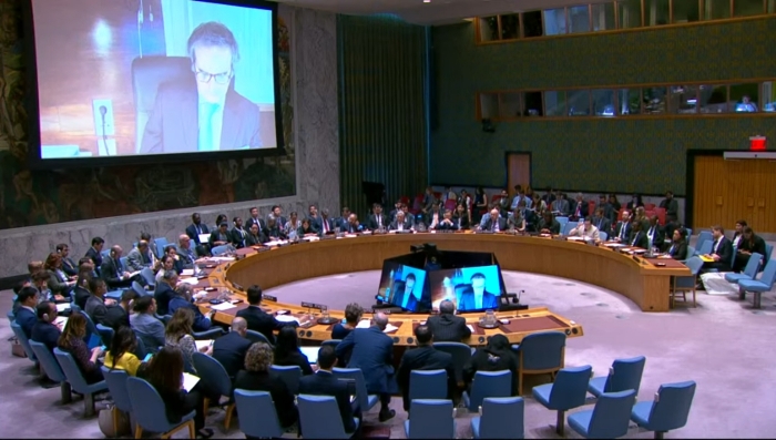 pertemuan Dewan Keamanan mengenai krisis yang meningkat pesat di Timur Tengah.(Foto: Screenshot youtube/@unitednations)