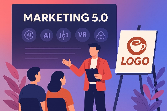 Marketing 5.0: Antara AI Canggih dan Logo Sederhana UMKM.(Ilustrasi AI/Solihi-Utehso)