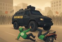 Kisah Tragis Affan Kurniawan di Pejompongan: Driver Ojol Sang Pejuang Jalanan.(Gambar Ilustrasi AI/akarkata)