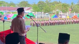 Ketua Kwarda Pramuka Kalbar Resmi Membuka Raimuna Daerah Se-Kalimantan Barat di Stadion Baning Sintang.(Foto: Kominfo Sintang)