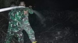 Dini Hari Hadapi Karhutla, Denmadam XII/Tpr Selamatkan Permukiman Bansir Darat