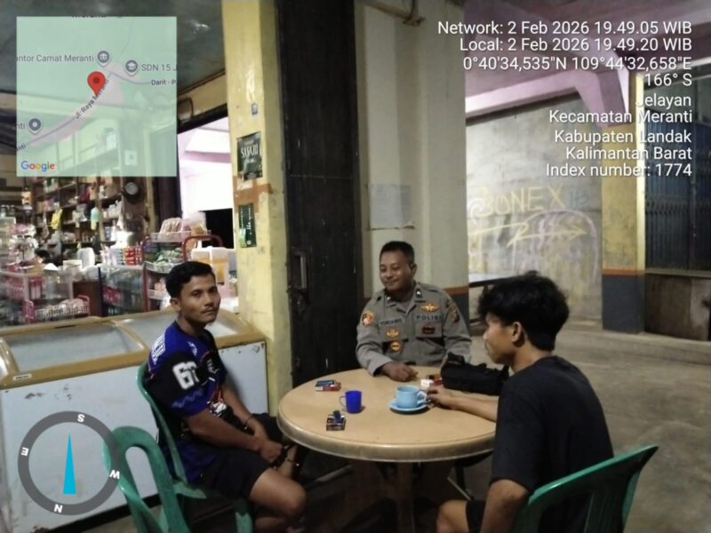 Patroli Humanis Polsek Meranti, Polisi Ngopi Bareng Warga Jaga Kamtibmas