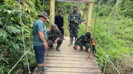 Kodim Bengkayang Pastikan Kesiapan Lokasi Pembangunan Jembatan Gantung Antar Desa