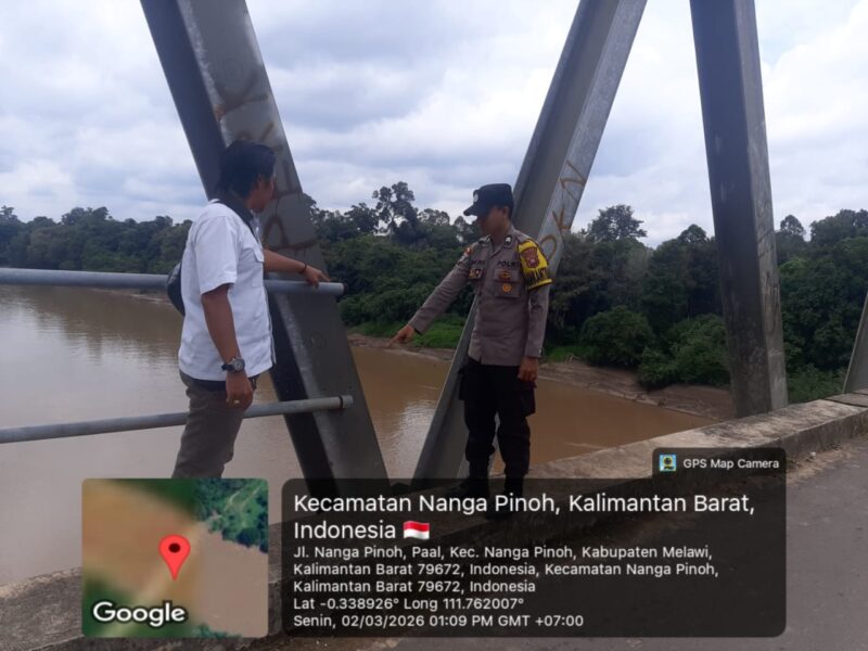 Polsek Nanga Pinoh Selidiki Dugaan Pencurian Besi Pengaman Jembatan Melawi II, Polisi Tingkatkan Patroli