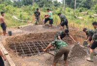 Kodim 1206/Putussibau Bangun Jembatan Desa Sebintang Kalis dalam Program Nasional 218 Jembatan