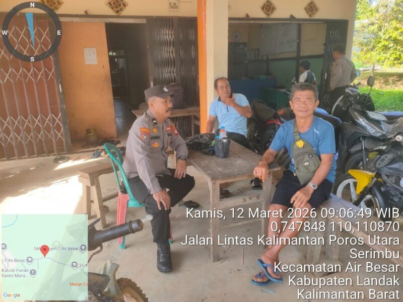 Polsek Air Besar Sambangi Warga Desa Serimbu, Sampaikan Pesan Kamtibmas Secara Humanis