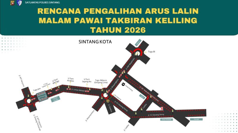Pawai Takbiran Sintang 2026, Satlantas Polres Sintang Siapkan Rekayasa dan Pengalihan Arus Lalu Lintas