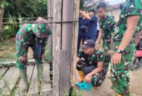 Kodim 1209/Bky Tinjau Lokasi Pembangunan Jembatan Gantung di Sungai Sentawak Bengkayang