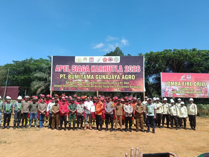 Polsek Nanga Tayap Bersama PT BGA Gelar Apel Siaga Karhutla, Perkuat Sinergitas Cegah Kebakaran