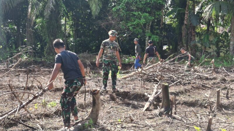 Gotong Royong Bersama Masyarakat, Satgas TMMD Ke-128 Kodim 1204/Sanggau Buka Lahan Jagung di Semayang